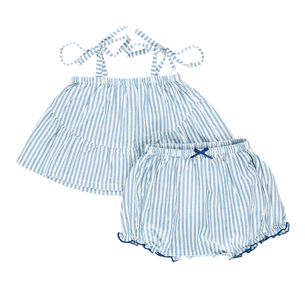 Blue Skinny Stripe Stella Baby Set