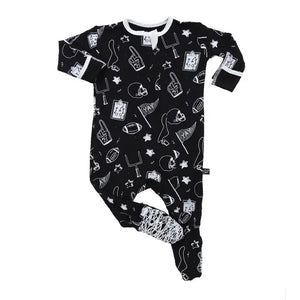 Midnight Football Bamboo Footed Sleeper