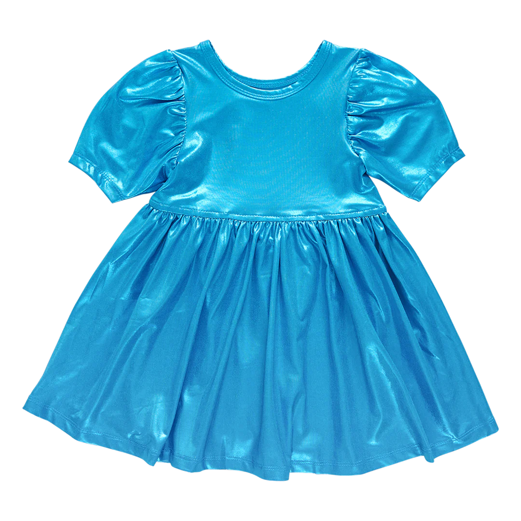 Teal Lamé Laurie Dress