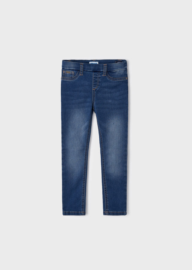 Medium Wash Girls Pull On Denim Pant
