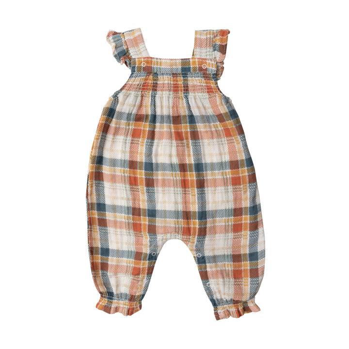 Fall Plaid Ruffle Overall
