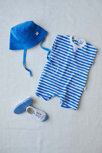Blue Toweling Stripes Baby Jumpsuit
