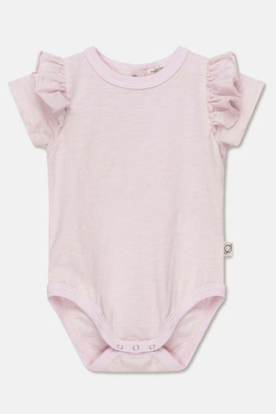 Light Pink Slub Ruffle Baby Bodysuit