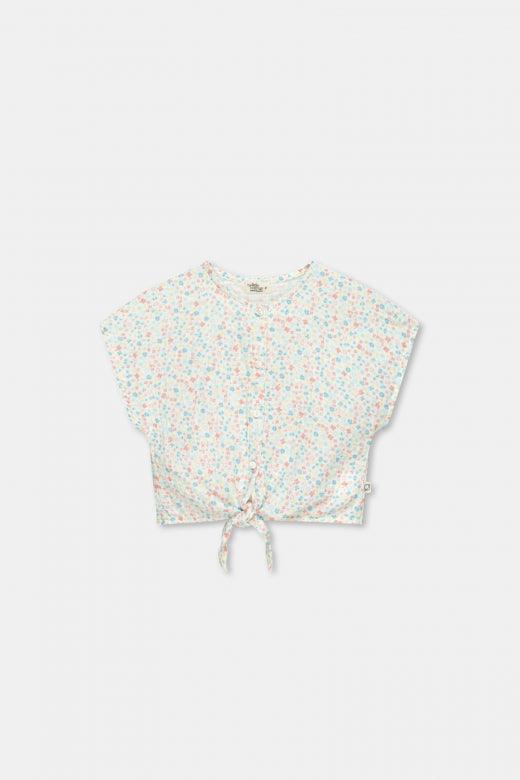 Floral Gauze Knotted Blouse