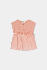 Peach Slub Baby Dress