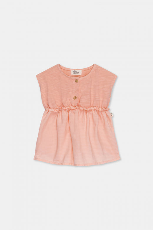 Peach Slub Baby Dress