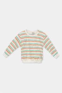 Green Peach Stripe Toweling Baby Sweatshirt
