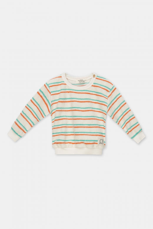 Green Peach Stripe Toweling Baby Sweatshirt
