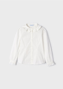 Off White Poplin Collared Blouse