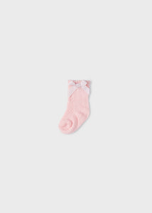 Light Blush Bow Knee High Socks