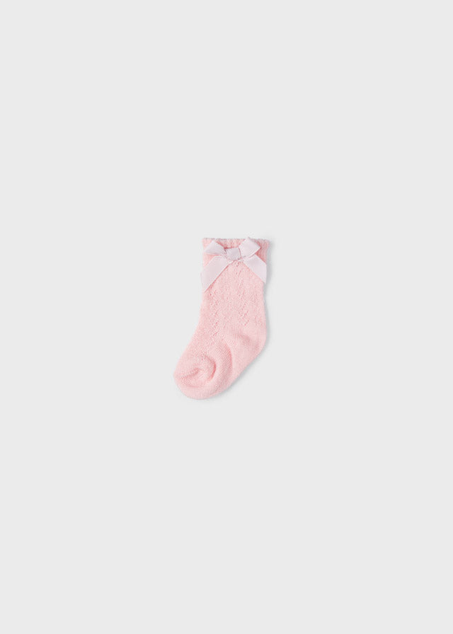 Light Blush Bow Knee High Socks
