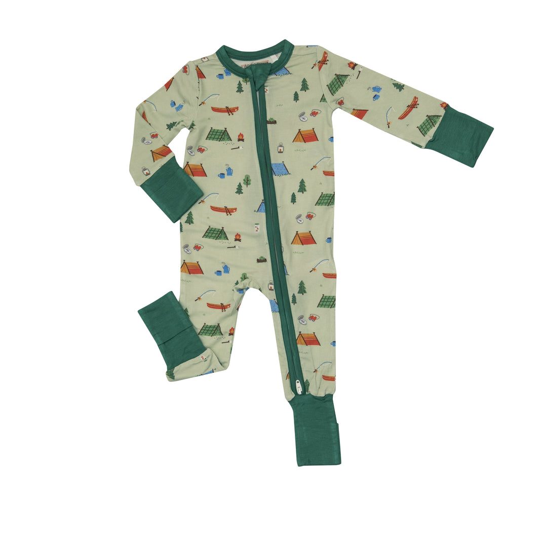 Camping Two Way Zip Footie Romper