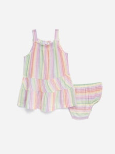 Rainbow Stripe Emma Dress Baby Set