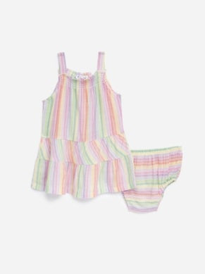 Rainbow Stripe Emma Dress Baby Set